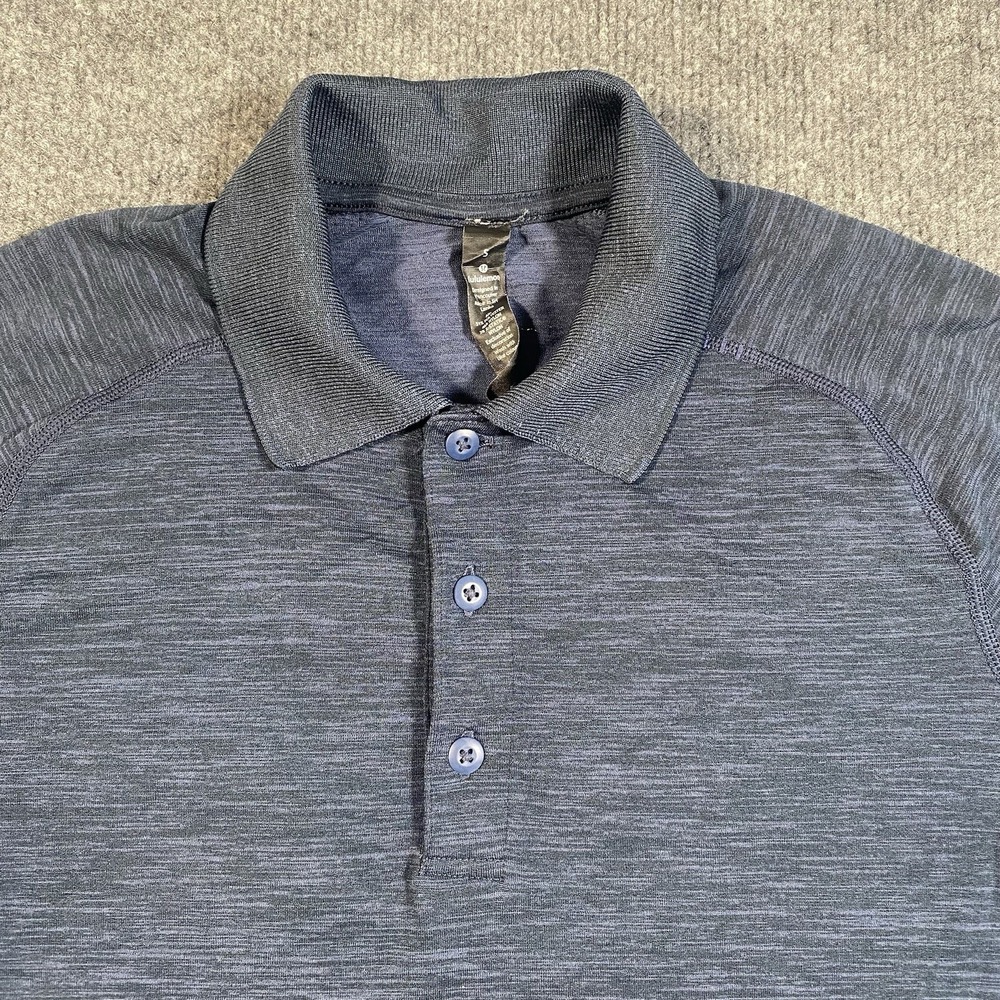 Lululemon Mens Small Q5 Short Sleeve Polo Shirt Casual Stretch Lightweight